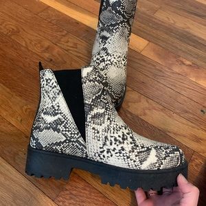 Snake print booties